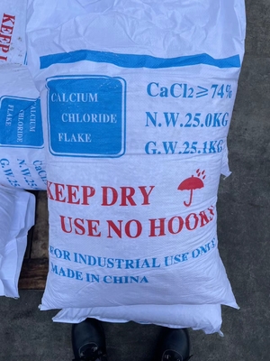 74% 77% Cacl2 Διένυδρη νιφάδες χλωριούχου ασβεστίου 1000kg / σακούλα για υγρά διάτρησης